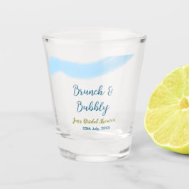 Blauw gouden aquarel bruisend en brunch bruids sh shot glas
