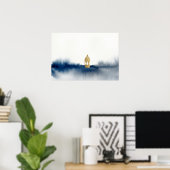 Blauw Gouden Aquarel Horizon Poster (Thuiskantoor)