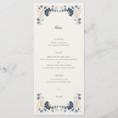 Blauw Gouden Art Nouveau Bruiloft Menu (Voorkant)