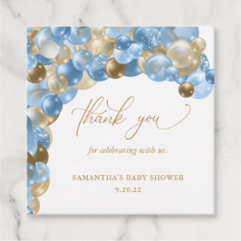 Blauw & Gouden Ballonboog Dank u Baby shower Bedankjes Labels