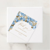 Blauw & Gouden Ballonboog Dank u Baby shower Bedankjes Labels (In situ)
