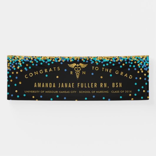 Blauw & Gouden Banner voor Verpleegkundige Afstude (Horizontaal)