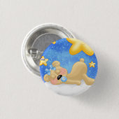 Blauw gouden Beer Ronde Button 3,2 Cm (Voorkant /achterkant)