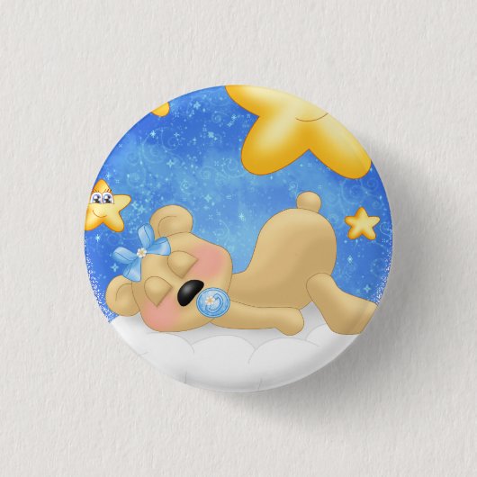 Blauw gouden Beer Ronde Button 3,2 Cm (Voorkant)