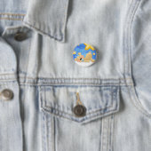 Blauw gouden Beer Ronde Button 3,2 Cm (In situ)