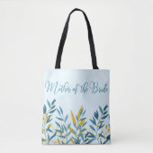 Blauw Gouden Blad Moeder van Bruid Trouwcadeau Tote Bag (Voorkant)
