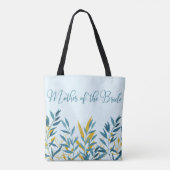 Blauw Gouden Blad Moeder van Bruid Trouwcadeau Tote Bag (Achterkant)