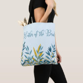 Blauw Gouden Blad Moeder van Bruid Trouwcadeau Tote Bag (Dichtbij)