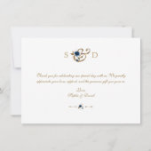 Blauw Gouden Bloem Bruiloft Bedankt (Achterkant)