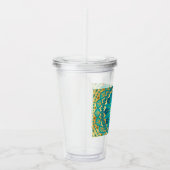 Blauw Gouden Bloem Mandala Acryl Drinkbeker (Rechts)