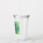 Blauw Gouden Bloem Mandala Acryl Drinkbeker (Links)