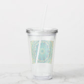 Blauw Gouden Bloem Mandala Acryl Drinkbeker (Achterkant)