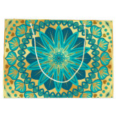 Blauw Gouden Bloem Mandala Groot Cadeauzakje (Achterkant)