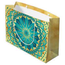 Blauw Gouden Bloem Mandala Groot Cadeauzakje