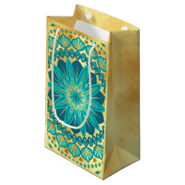 Blauw Gouden Bloem Mandala Klein Cadeauzakje