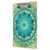 Blauw Gouden Bloem Mandala Klembord (Links)