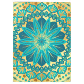 Blauw Gouden Bloem Mandala Klembord (Achterkant)