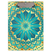 Blauw Gouden Bloem Mandala Klembord (Voorkant)
