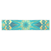 Blauw Gouden Bloem Mandala Korte Tafelloper (Horizontaal)