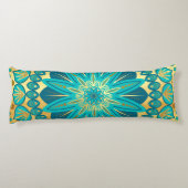 Blauw Gouden Bloem Mandala Lichaamskussen (Achterkant)
