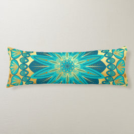 Blauw Gouden Bloem Mandala Lichaamskussen