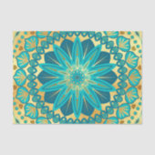Blauw Gouden Bloem Mandala Tissuepapier (Voorkant)