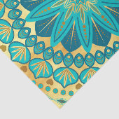 Blauw Gouden Bloem Mandala Tissuepapier (Detail)