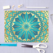 Blauw Gouden Bloem Mandala Tissuepapier (Craft)