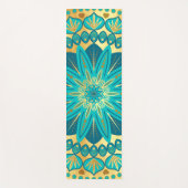 Blauw Gouden Bloem Mandala Yogamat (Voorkant)