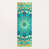Blauw Gouden Bloem Mandala Yogamat (Achterkant)