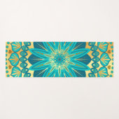Blauw Gouden Bloem Mandala Yogamat (Voorkant (horizontaal))