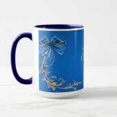 Blauw Gouden Bloem Vakantie Mok (Links)
