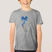Blauw Gouden Bloem Vakantie T-shirt (Voorkant)