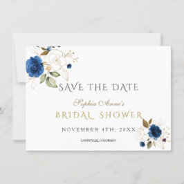 Blauw Gouden Bloemachtige Bruidsdouche Save The Da Date