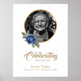 Blauw Gouden Bloemendienst Foto Welkomstbord Poster