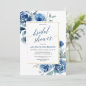 Blauw gouden bloemenelegante pioen vrijgezellenfee kaart (Staand voorkant)