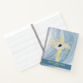 Blauw Gouden Bloemenkruis Gepersonaliseerde Bijbel Notitieboek (Binnen)