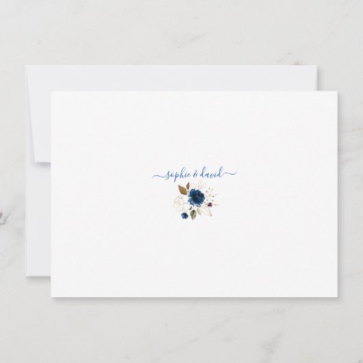 Blauw Gouden Bloemige Calligrafie Huwelijk Save Th Save The Date (Achterkant)