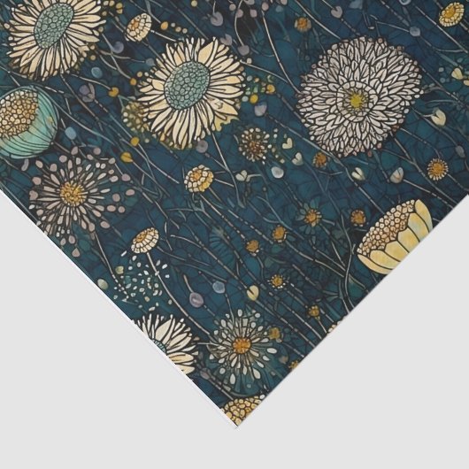  Blauw & Gouden Bloesems Decoupage Weefsel Tissuepapier (Detail)