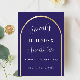 Blauw gouden boog verjaardag save the date