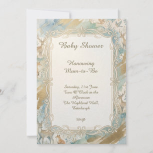 Blauw Gouden Bos Baby Shower Uitnodiging