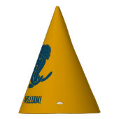 Blauw & Gouden Cartoon Wolly Mammoth gepersonalise Feesthoedjes (Rechts)