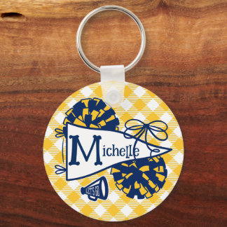 Blauw Gouden Cheer Pennant Gepersonaliseerde Bagag Sleutelhanger
