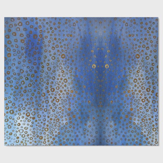 Blauw Gouden Cirkels Inpakpapier (Vlak)