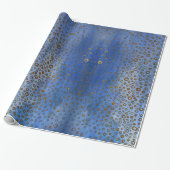 Blauw Gouden Cirkels Inpakpapier (Uitgerold)