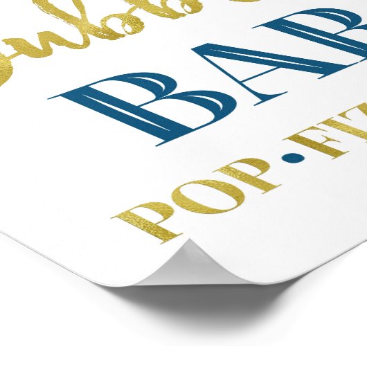 Blauw Gouden Confetti Bruisende Bar Bord Poster (Hoek)