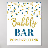 Blauw Gouden Confetti Bruisende Bar Bord Poster (Voorkant)