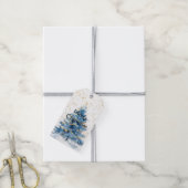 Blauw Gouden Confetti Kerstboom Cadeaulabel (Met Touw)