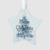 Blauw Gouden Confetti Kerstboom Ornament (voorkant)