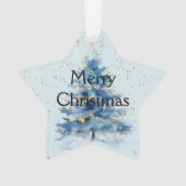 Blauw Gouden Confetti Kerstboom Ornament (voorkant)